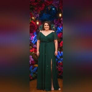 David's Bridal Forest Green Maxi Dress